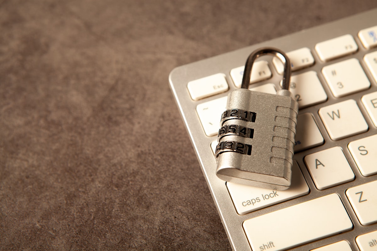 A padlock resting on a keyboard
